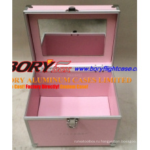Классический розовый жесткий алюминиевый набор для ногтей, картонный футляр